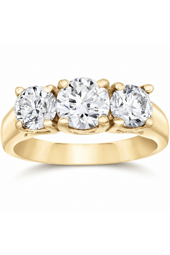 Pompeii 2ct Three Stone Diamond Engagement 14K Yellow Gold Ring (H,VS)