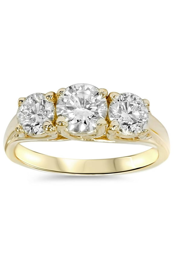 Pompeii 2ct Three Stone Diamond Engagement 14K Yellow Gold Ring (H,VS)