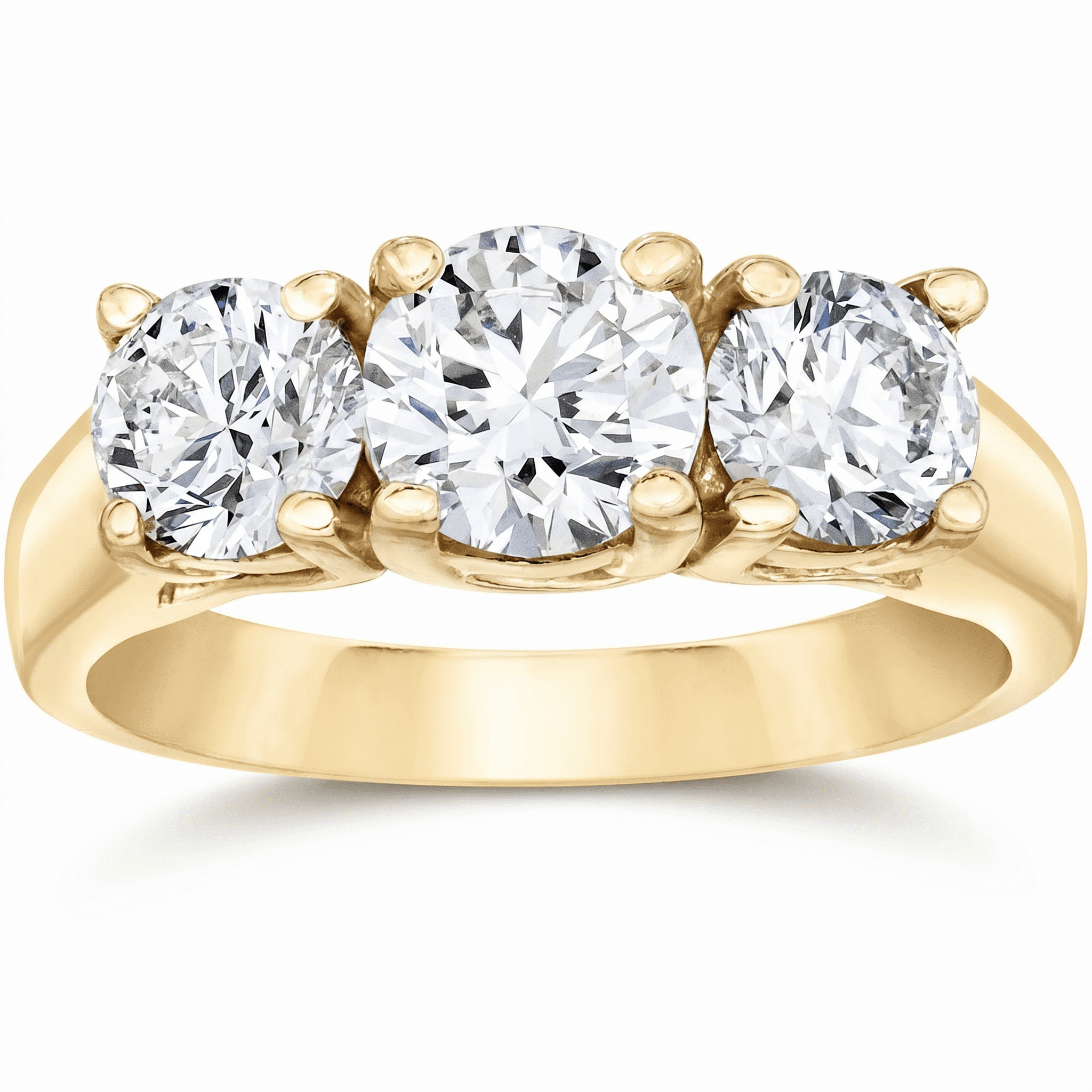 Pompeii 2ct Three Stone Diamond Engagement 14K Yellow Gold Ring (H,VS)
