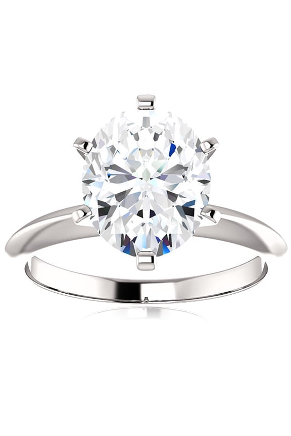 Pompeii 2 Ct Oval Moissanite Solitaire Engagement Ring 14k White Gold (H/I,VVS1)
