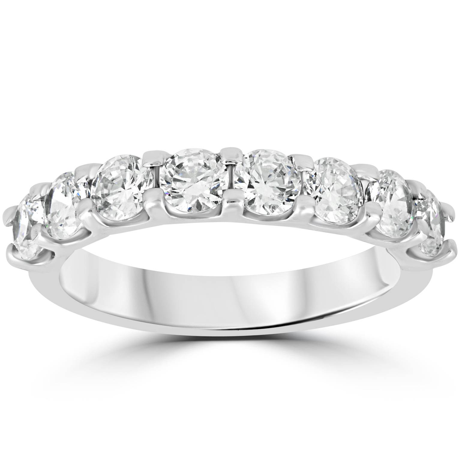 14kt White Gold Womens Round Diamond Curved Band Wedding Anniversary