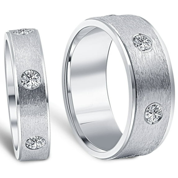Pompeii3 1 1/2ct Matching His Hers Diamond Wedding Band Ring Set