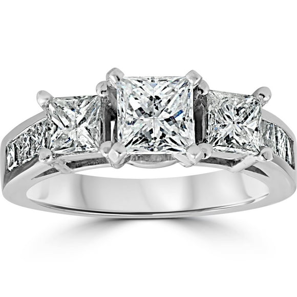 Pompeii3 2ct Princess Cut Engagement  Diamond Ring 14K White Gold