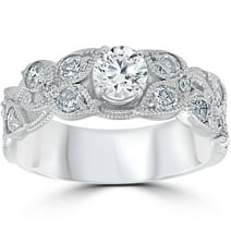 Pompeii3 2ct Vintage Filigree Diamond Engagement Ring 14K White Gold