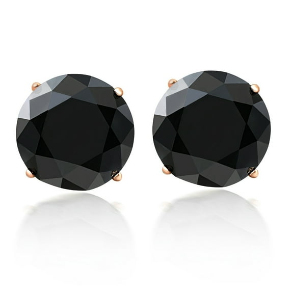 Pompeii 3 1/2 Ct TW (8mm) Round Black Moissanite Studs 14k Yellow Gold (,)