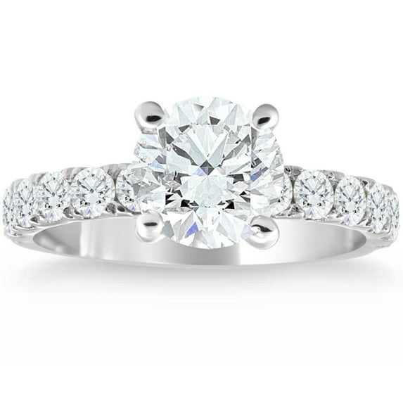 Pompeii Certified 3 1/4Ct TW Round Diamond Engagement Ring 14k White Gold Lab Grown