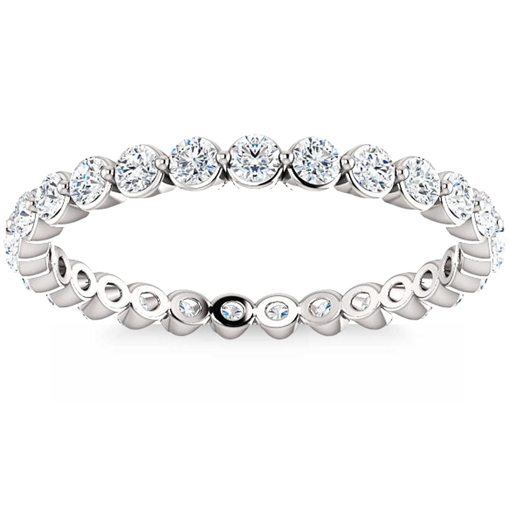 Pompeii3 3/4 Ct Diamond Single Prong Eternity Ring Wedding Stackable