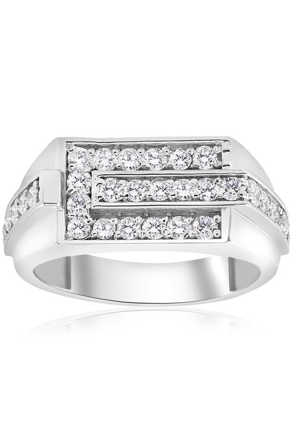 Pompeii 3/4ct Diamond Mens Wedding Ring 10k White Gold (G/H,I1)