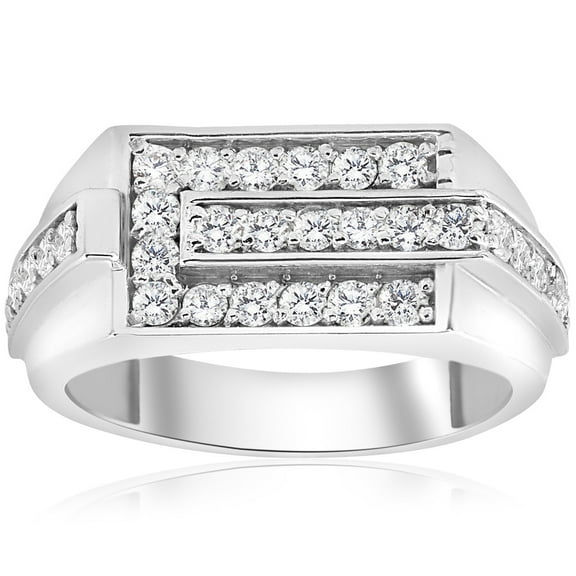 Pompeii 3/4ct Diamond Mens Wedding Ring 10k White Gold (G/H,I1)