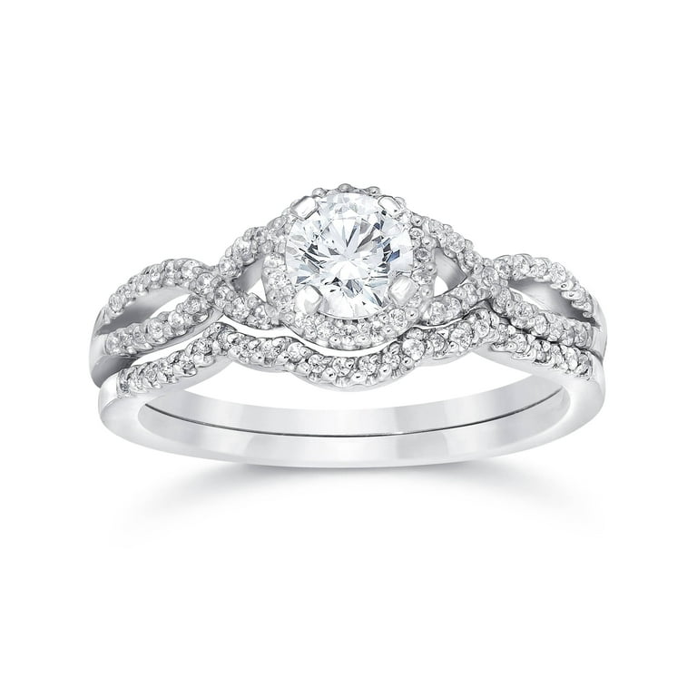 Pompeii3 3 4ct Diamond Infinity Engagement Wedding Ring Set 14K