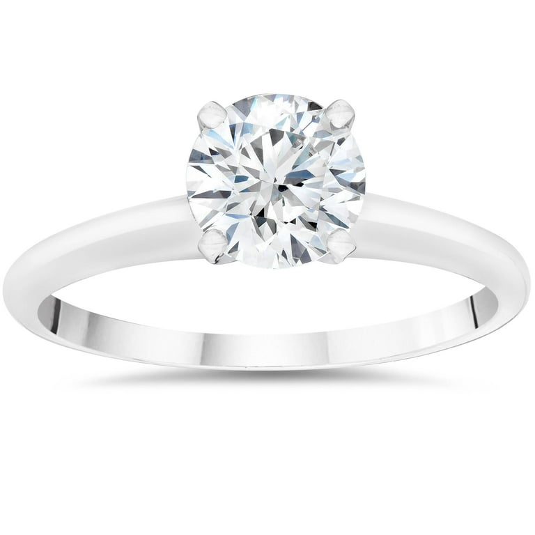 Pompeii3 3 4ct Lab Grown Round Diamond Solitaire Engagement Ring 14k White Gold