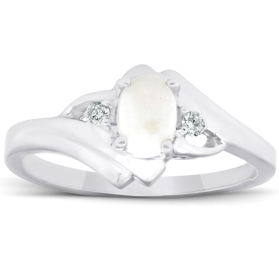 Pompeii 3/8ct Oval Opal Diamond Ring 14K White Gold (G/H,I1-I2)