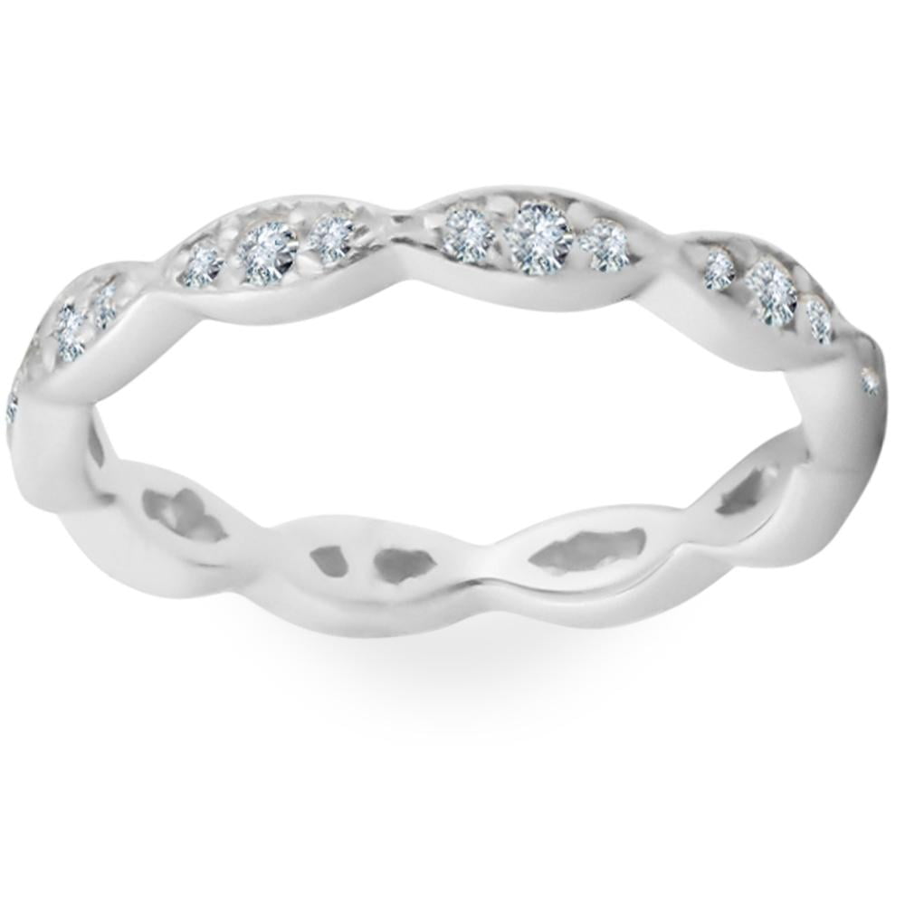 Pompeii3 3/8ct Diamond Vintage Eternity Ring Stackable Womens Wedding ...