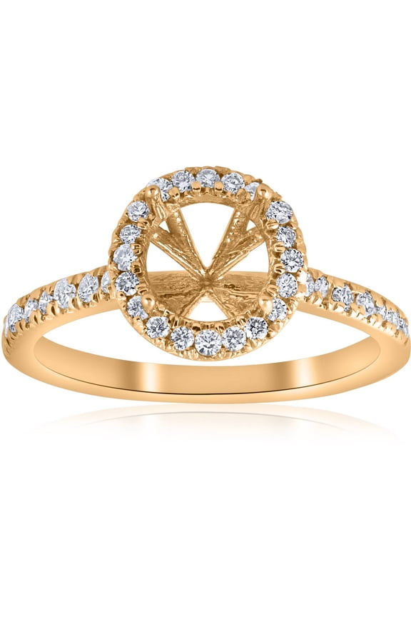 Pompeii .36ct Halo Diamond Engagement Semi Mount 14k Yellow Gold Ring Setting (I,VS)
