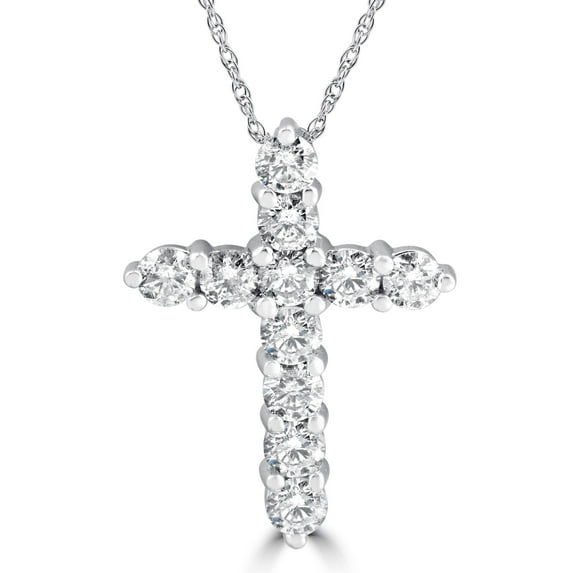 Pompeii 3CT Diamond Cross Pendant 14K White Gold Womens Round Brilliant Cut 18" Chain