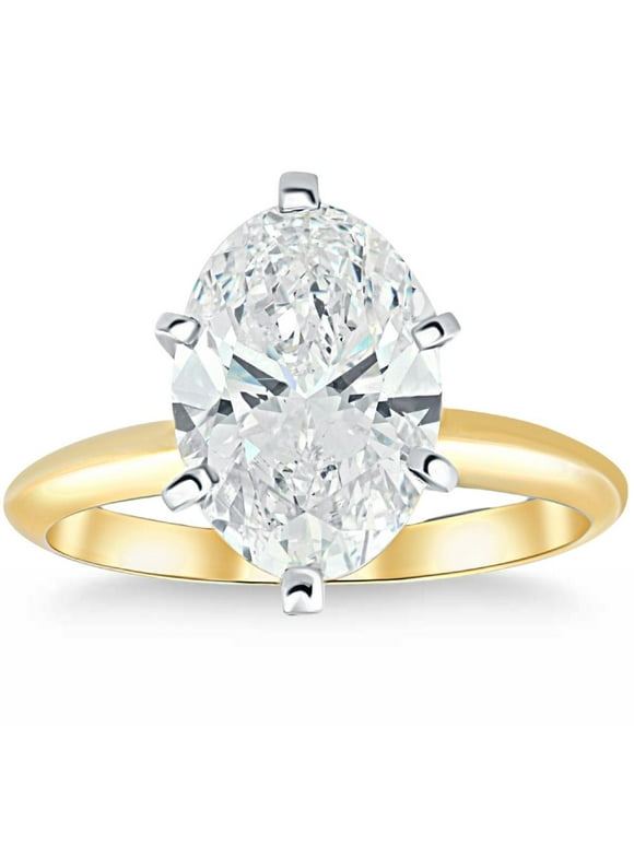 Pompeii3 3Ct Oval Certified Diamond 14k Gold Solitaire Engagement Ring Lab Grown