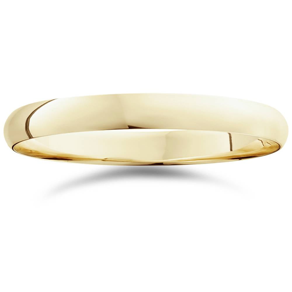 Womens 18K Yellow Gold, 3.0mm Traditional Dome Oval Wedding Band