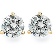 Pompeii3 .40CT Round Brilliant Cut Natural Diamond Stud Earrings In 14K Gold