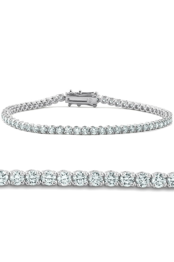 Pompeii 4 Carat TW Round Cut Diamond Tennis Bracelet 14k White Gold Lab Grown