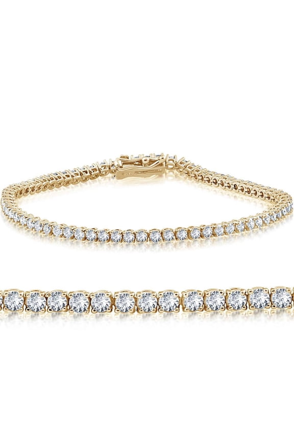 Pompeii 4 Carat TW Round Cut Lab Grown Diamond Tennis Bracelet 14k Yellow Gold Lab Grown