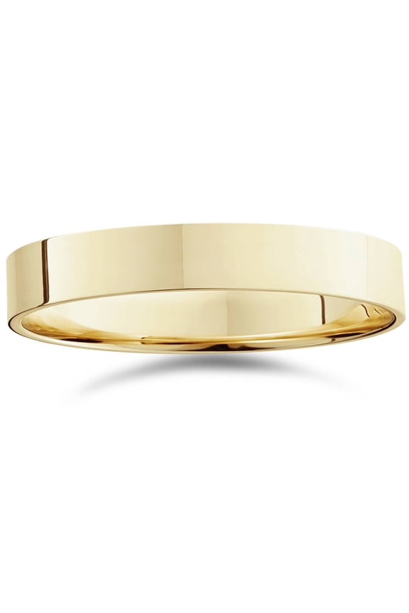 4mm Flat High Polished Wedding Band 14K Yellow Gold