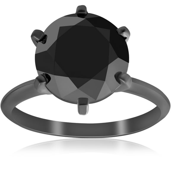Pompeii 5 1/2ct Black Diamond Solitaire Engagement Ring 14k Black Gold (Black,)