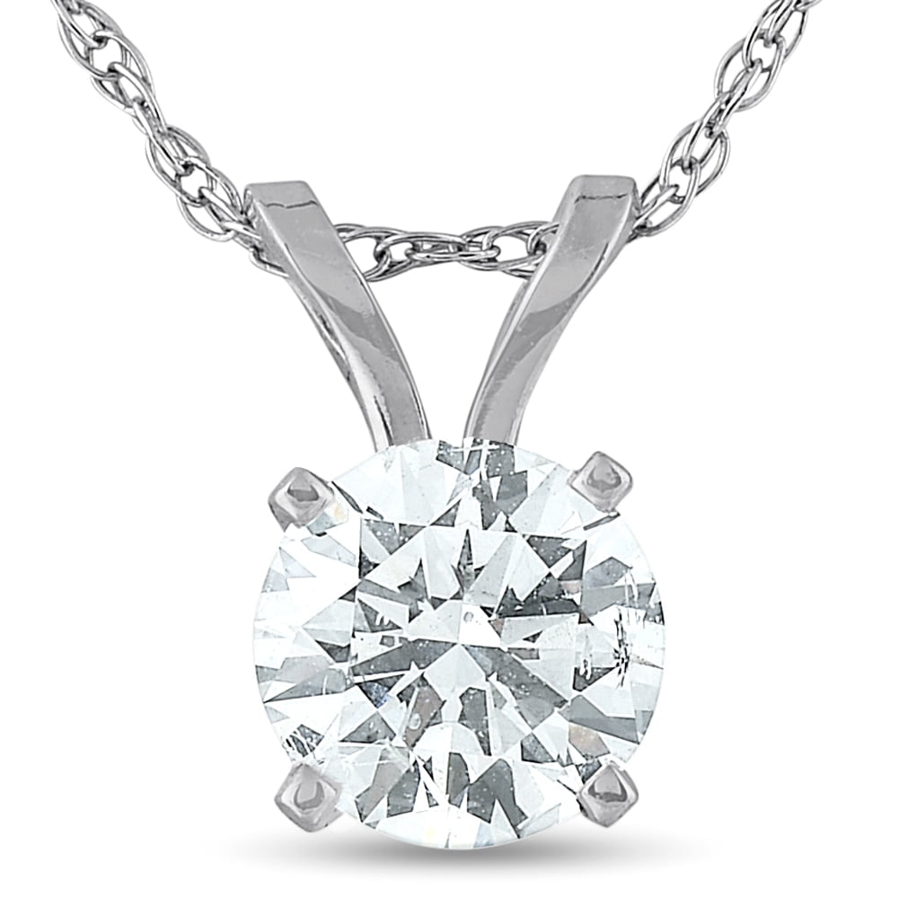 Pompeii 5/8 Ct Diamond Solitaire Pendant Necklace Available in 14k White or Yellow Gold