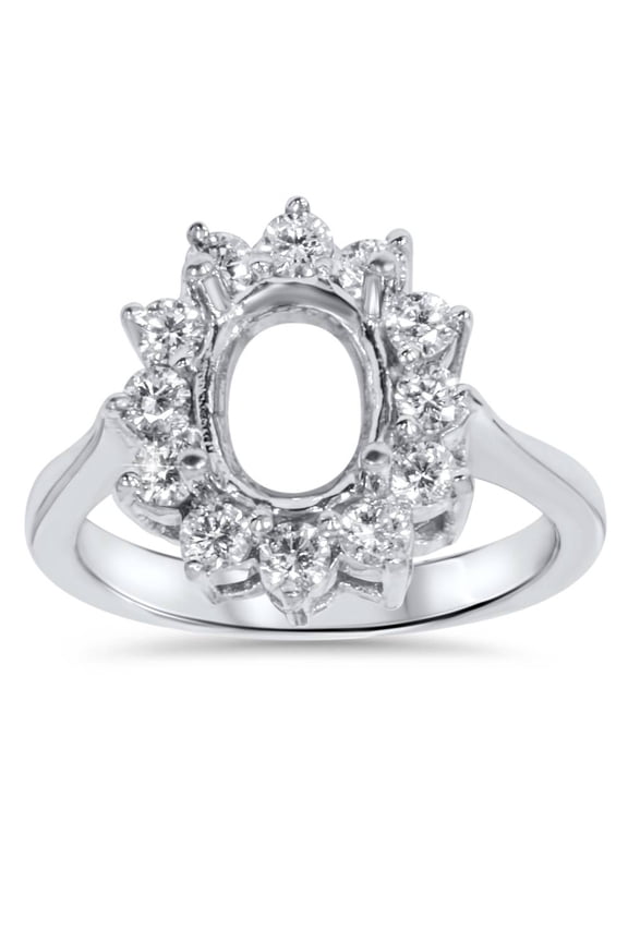 Pompeii 5/8ct VVS 18K Oval Diamond Halo Ring Setting Semi Mount (F,VVS)