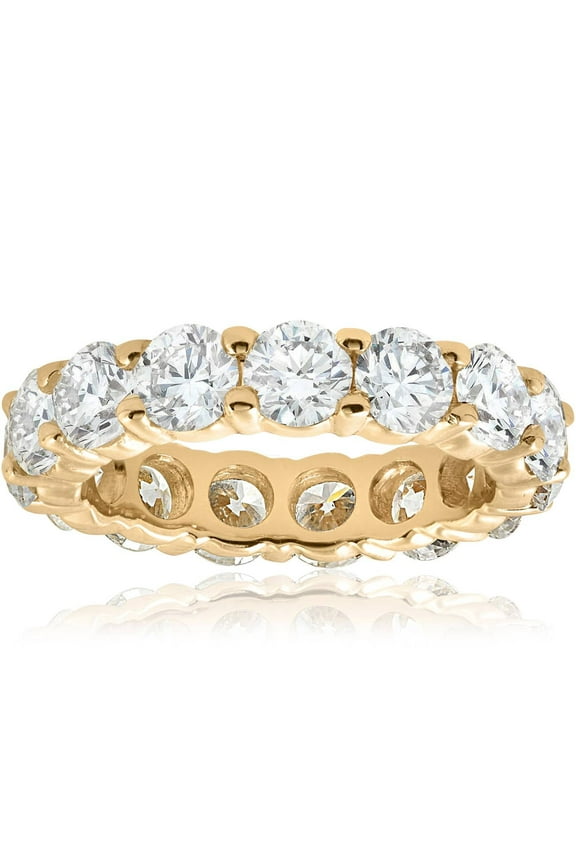 5Ct Prong Diamond Eternity Wedding Ring 14K Yellow Gold (I-J,I2) for Women's