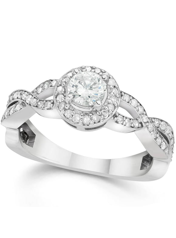 Pompeii3 7/8ct Infinity Diamond Engagement Halo Ring 14K White Gold