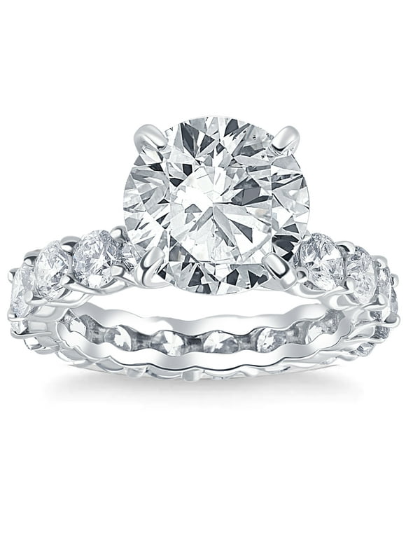 Pompeii 7Ct Diamond Eternity Engagement Ring Lab Grown 14k White Gold (G/H,VS1)