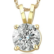 Pompeii3 Certified 1.07Ct Round Diamond Solitaire Pendant 14k Gold Necklace Lab Grown 18"