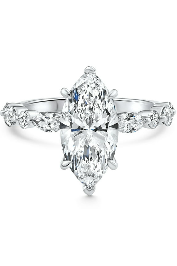 Pompeii Certified 1.75-5.75Ct Marquise Diamond Engagement Ring 14k or Platinum Lab Grown