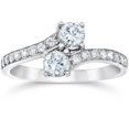 thumbnail image 1 of Pompeii Certified 1 Ct T.W. Two Stone Diamond Solitaire Engagement Ring 14k White Gold, 1 of 5