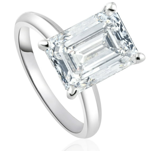 Pompeii Certified 2 1/2 - 6Ct Emerald Cut Diamond Engagement Ring 14k Gold Lab Grown