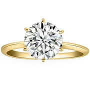 Pompeii Certified 2 1/2CT Lab Grown Diamond Solitaire Thin Engagement Ring 14k Yellow Gold