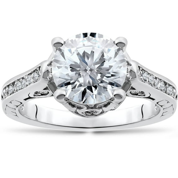 Pompeii Certified 2 1/3Ct Diamond Engagement Ring 14k White Gold Lab Grown (G/H,VS2-SI1)