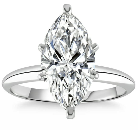 Pompeii Certified 2 - 6Ct Marquise Solitaire Diamond Engagement Ring 14k Gold Lab Grown