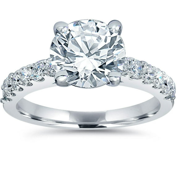 Pompeii Certified 2ct Diamond Engagement Ring Solitaire Accent 14K White Gold Lab Grown