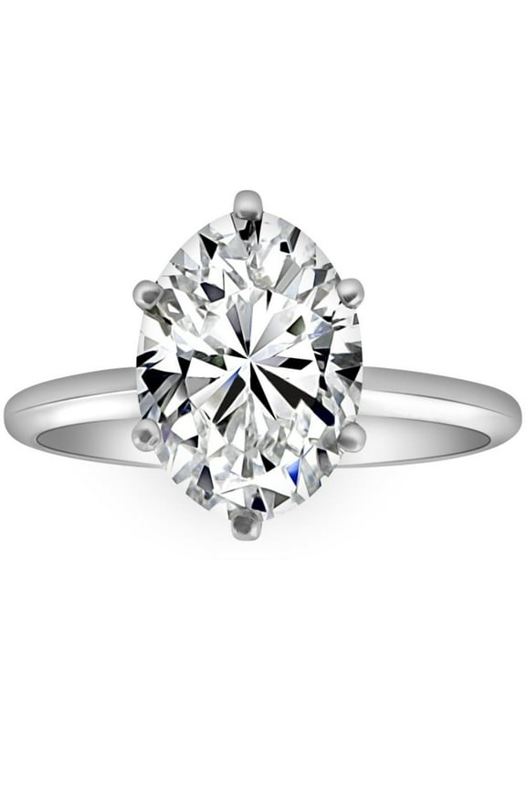 Pompeii Certified 3CT Platinum Oval Diamond 6-Prong Solitaire Engagement Ring Lab Grown