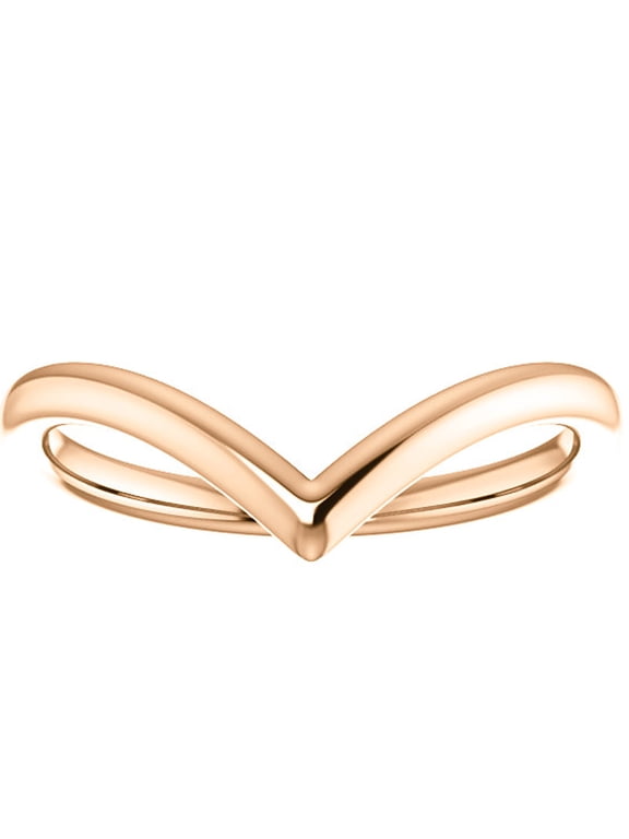 Pompeii Curved V Shape Solid Contour Guard Wedding Band in 14k White Yellow or Rose Gold