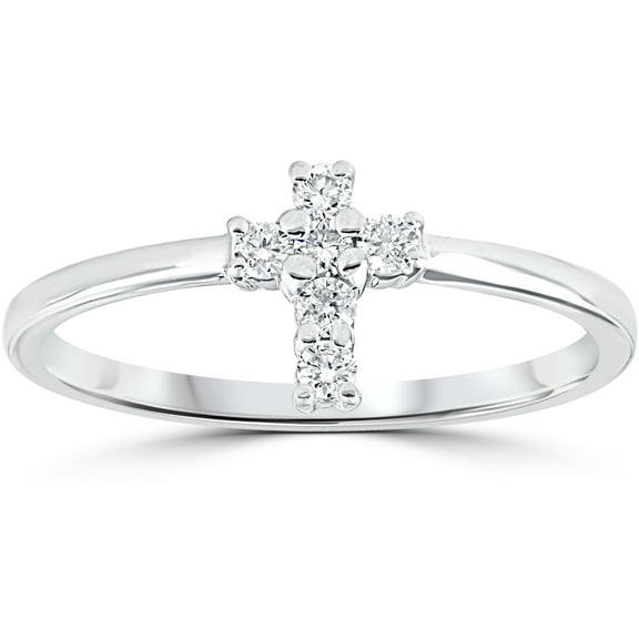 Pompeii Diamond Cross Ring 1/6 cttw 10k White Gold (I/J,I1-I2)