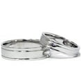 thumbnail image 1 of Pompeii3 14k White Gold Matching High Polished Wedding Band Set, 1 of 3