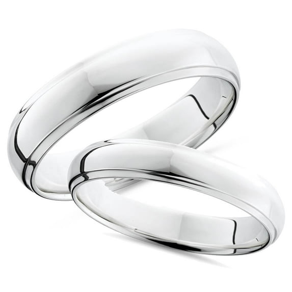 Pompeii3 Inc. Platinum Matching His Hers Polished Wedding Bands Set