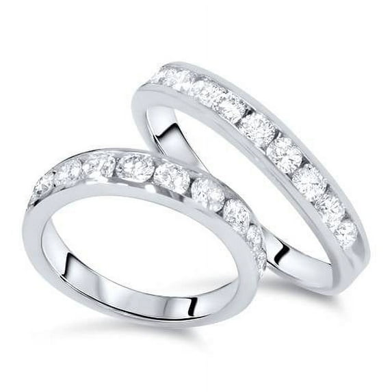 Pompeii3 2ct Diamond 14K White Gold His/Hers Wedding Ring Set