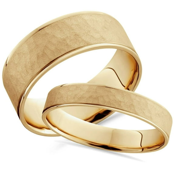 Pompeii3 Matching Hammered Comfort Fit His Hers Wedding Band Set
