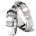 thumbnail image 1 of Pompeii3 His Hers Brushed Diamond Wedding Ring White Gold Set, 1 of 5