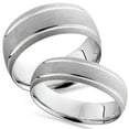 thumbnail image 1 of Pompeii3 14K White Gold Matching His Hers Brushed Comfort Fit Wedding Band, 1 of 4