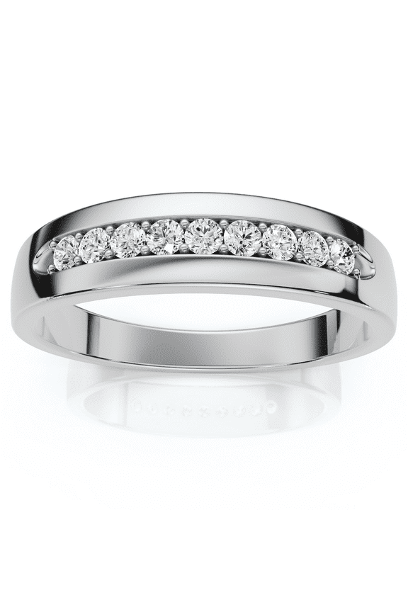 Pompeii Mens 1/4ct Diamond Wedding Ring 10k White Gold Anniversary Band (H/I,I1-I2)
