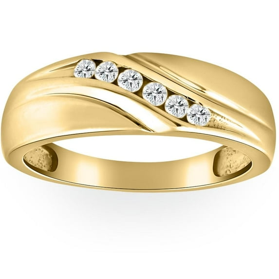 Pompeii Mens 14K Yellow Gold 1/4ct Diamond Wedding Ring Band (G/H,I1)